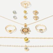 Romwe Necklace 1pc & Ring 3pcs & Earrings 3pairs & Bracelet 2pcs