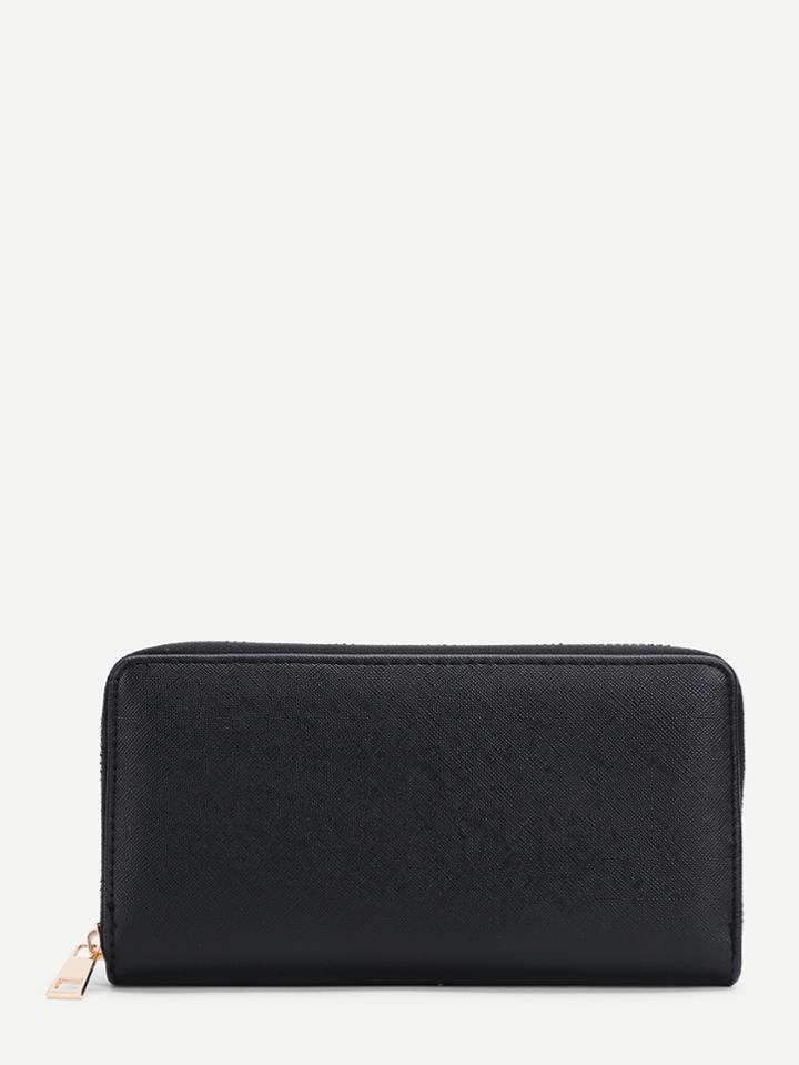 Romwe Zipper Around Pu Wallet