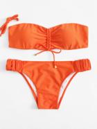 Romwe Bandeau Bikini Set With Detachable Strap