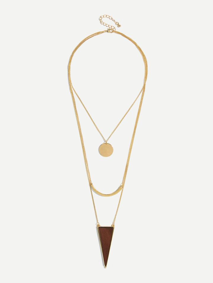 Romwe Triangle & Round Design Layered Chain Necklace