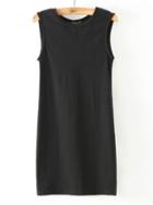 Romwe Black Sleeveless Cutout Back Bodycon Dress