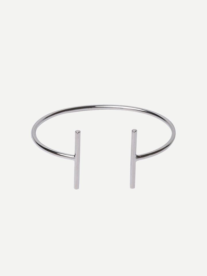 Romwe Silver Open Cuff Minimalist Bracelet