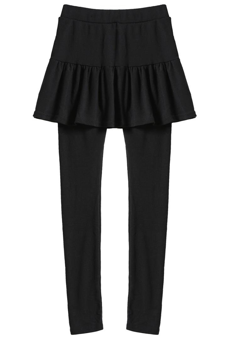 Romwe Flouncing Black Skirt Legging