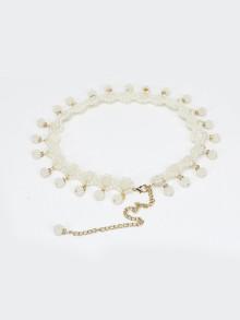 Romwe Faux Pearl Chain Belt