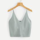 Romwe V Neck Rib-knit Cami Top