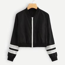 Romwe Contrast Tape Side Jacket