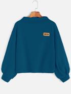 Romwe Bishop Sleeve Patch Sweatshirt