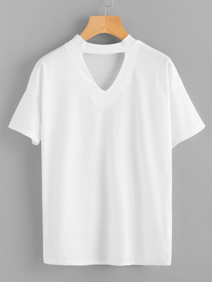 Romwe Cut Out Front Tee