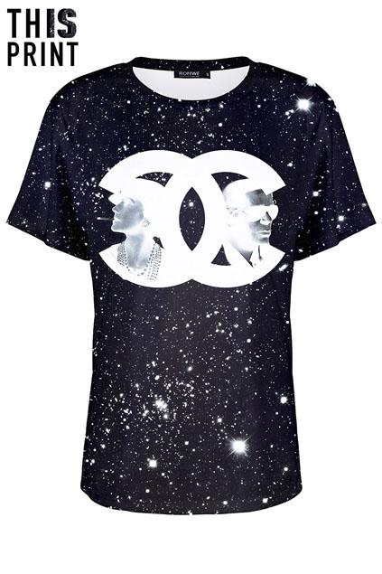 Romwe This Is Print Intellectual Double C Black Galaxy T-shirt