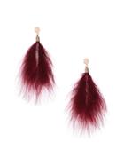 Romwe Burgundy Feather Drop Earrings