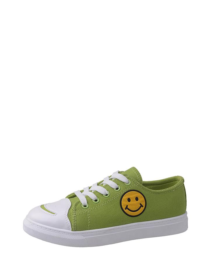 Romwe Emoji Patch Lace Up Trainers