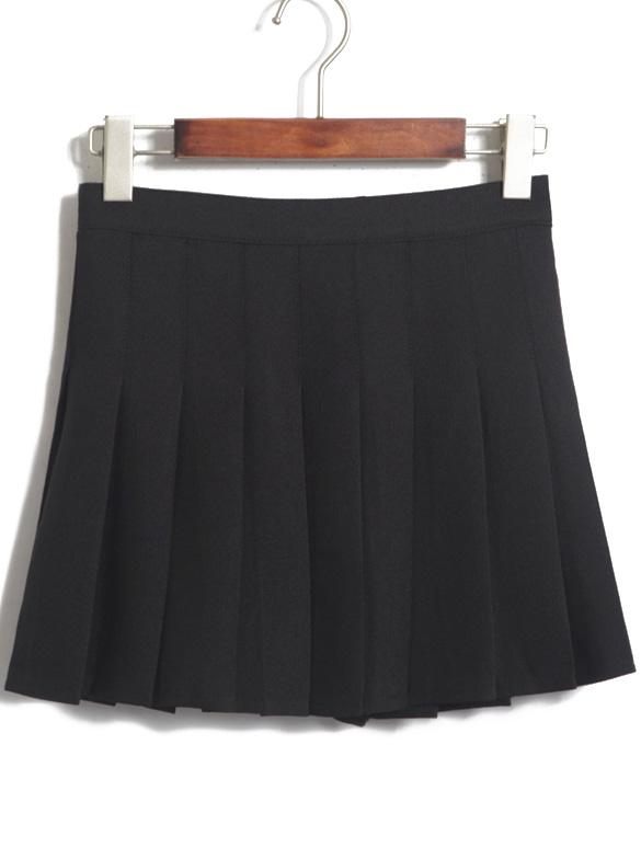 Romwe Pleated Mini Black Skirt