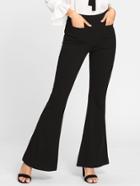 Romwe Patch Pocket Front Flared Pants