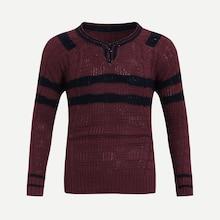 Romwe Guys Button Cable Knit Jumper