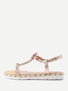 Romwe Rhinestone Flower T Strap Sandals