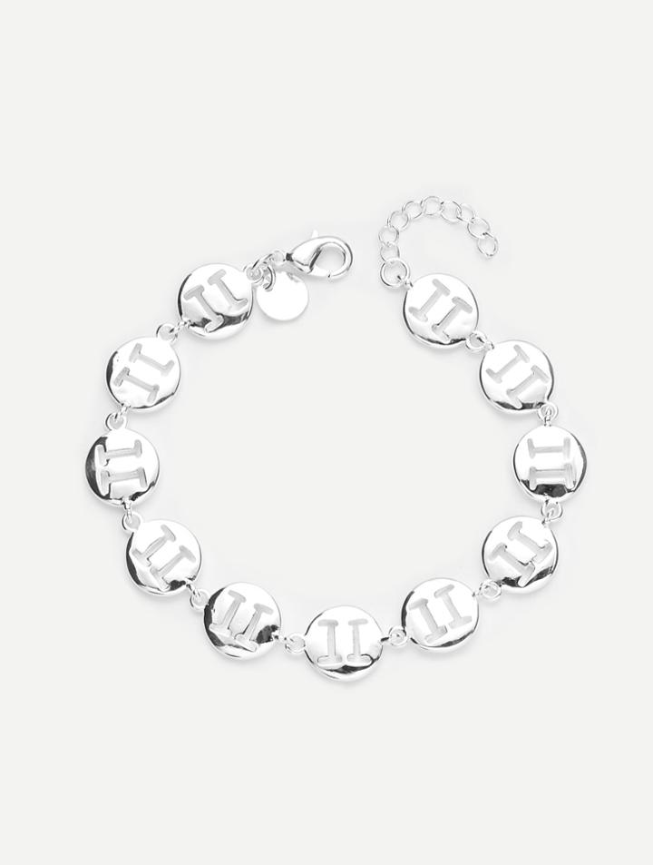 Romwe Hollow Letter Detail Link Bracelet