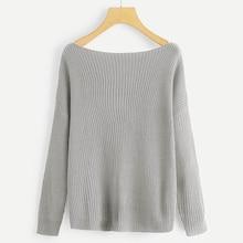Romwe Ribbed Solid Jumper