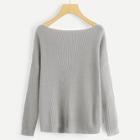 Romwe Ribbed Solid Jumper