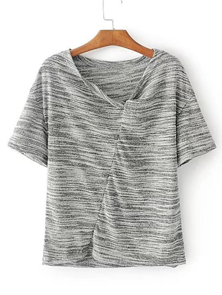 Romwe Rolled Detail Short Sleeve Tee
