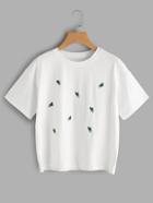 Romwe Cactus Embroidered Tee