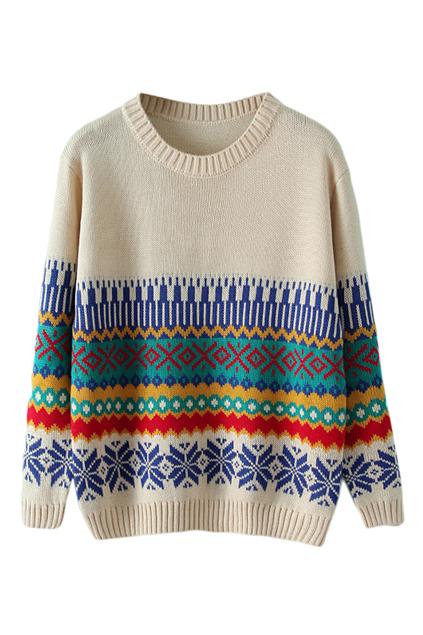 Romwe Multi-colored Cream Jumper