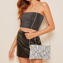 Romwe Chain Strap Snakeskin Print Bag