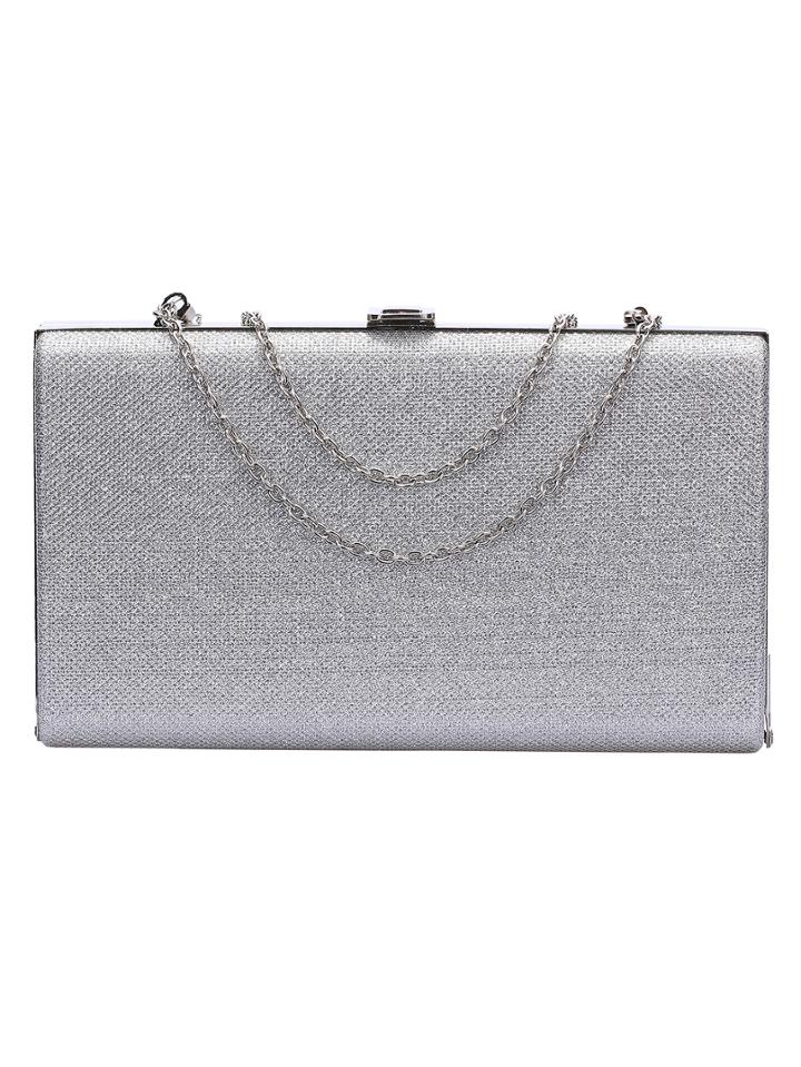 Romwe Silver Chain Banquet Bag