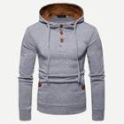 Romwe Guys Patched Decorated Hooded Sweatshirt