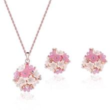 Romwe Flower Detail Pendant Necklace & Earrings