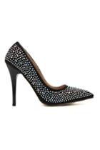 Romwe Sequined Beads Embellished High Heels