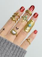 Romwe At-gold Moon Arrow Ring 9-pieces Set