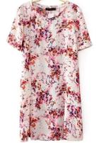 Romwe Short Sleeve Floral Split Dress