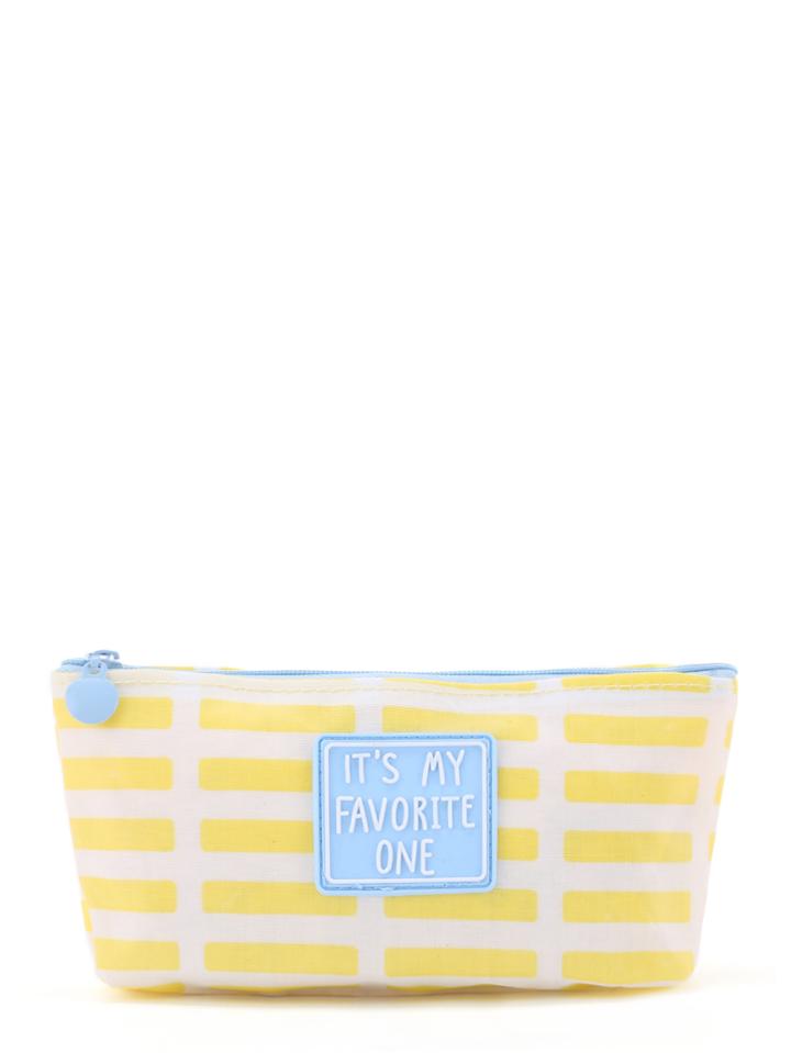 Romwe Slogan Grid Zipper Pouch
