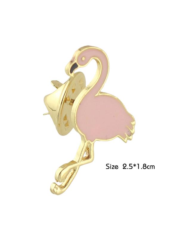 Romwe New Cute Enamel Carton Pink Bird Shape Brooches