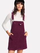 Romwe Pocket Front Corduroy Overall Dress