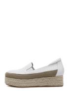 Romwe White Quilted Round Toe Elastic Espadrille Wedges
