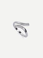 Romwe Silver Diamond Bent Shaped Adjustable Cuff Ring
