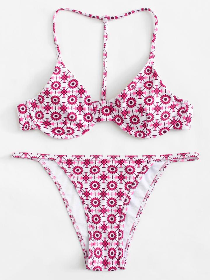 Romwe Racer Back Bikini Set