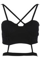 Romwe Strappy Hollow Black Bandeau