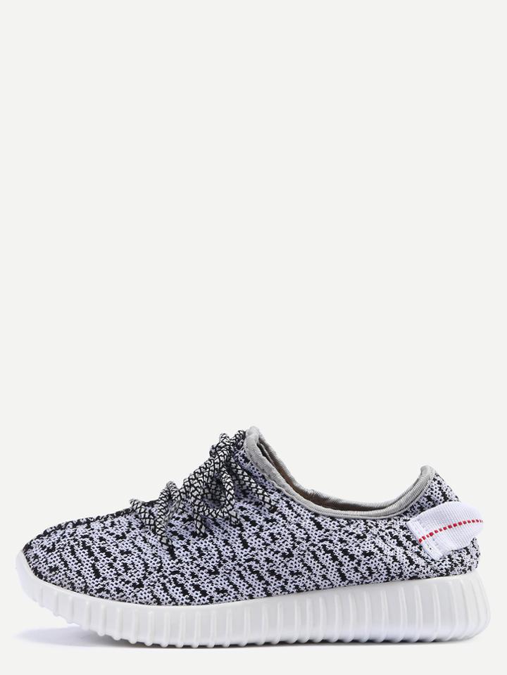 Romwe Round Toe Lace-up Punk Low-top Yeezy Sneakers