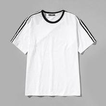 Romwe Guys Striped Side Sleeve Ringer Tee