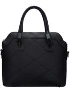 Romwe Black Quilted Marbling Print Tote Bag