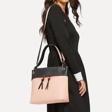 Romwe Double Zipper Color-block Satchel Bag