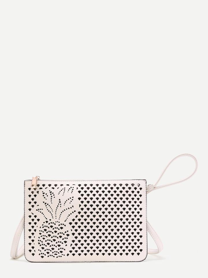 Romwe Pineapple Design Cut Out Pu Clutch Bag