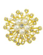 Romwe Gold Trendy Pearl Flower Brooch