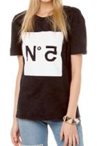 Romwe Romwe No.5 Print Short Sleeved Black T-shirt