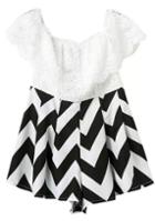 Romwe Lace Insert Zigzag Jumpsuit