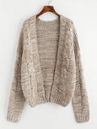 Romwe Marled Cable Knit Sweater Coat