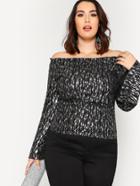 Romwe Frilled Neck Bell Sleeve Sparkle Top