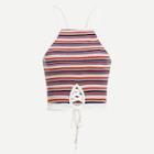Romwe Colorful Striped Knot Cami Top